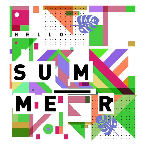 Vektor Geometrische Memphis Sommerkollektion Poster Design Vorlage Für Die Sommerferienzeit — Stockvektor