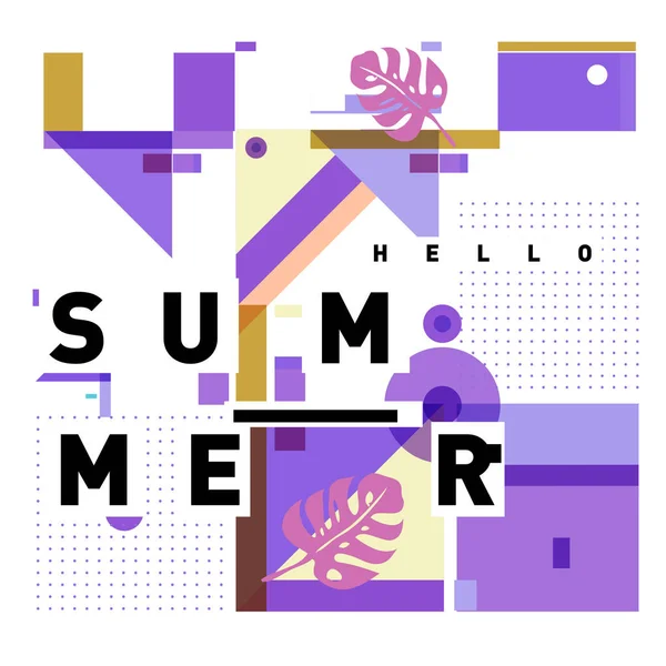 Vector Geometric Memphis Summer Collection Poster Design Template Summer Holiday — Stock Vector