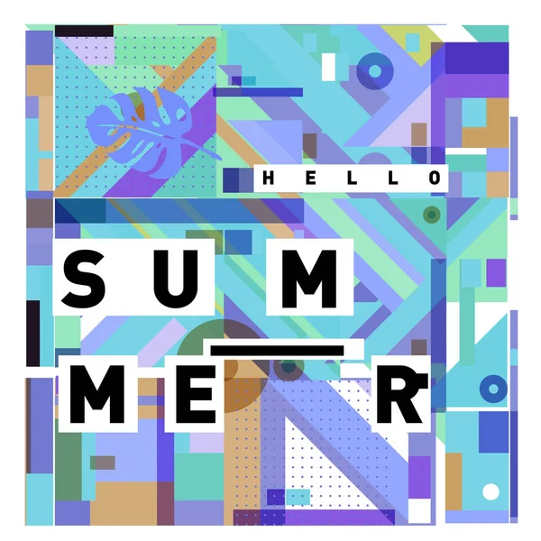 Vector Geometric Memphis Summer Collection Poster Design Template Summer Holiday — Stock Vector