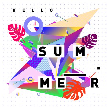 Soyut geometrik yaz poster ve başlık sayfası. Moda ve seyahat indirim ve promosyon ile retro tarzı tasarım. Özel tatil teklif ile vektör çizim.