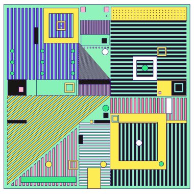 Trendy geometrik öğeleri memphis desen. Retro tarzı doku, desen ve öğeleri. Modern Soyut Tasarım