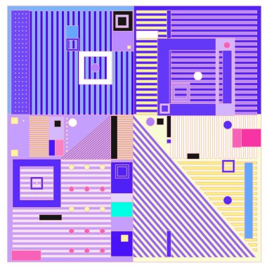 Trendy geometrik öğeleri memphis desen. Retro tarzı doku, desen ve öğeleri. Modern Soyut Tasarım