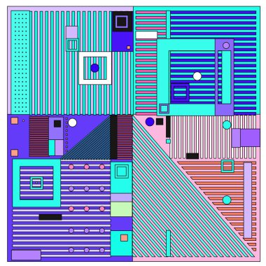 Trendy geometrik öğeleri memphis desen. Retro tarzı doku, desen ve öğeleri. Modern Soyut Tasarım