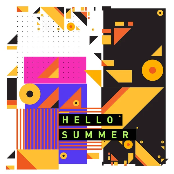 Vektor Geometrische Memphis Sommerkollektion Poster Design Vorlage Für Die Sommerferienzeit — Stockvektor