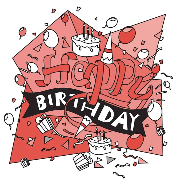 Buon Compleanno Tipografia Vettoriale Design Biglietti Auguri Poster Con Palloncino — Vettoriale Stock