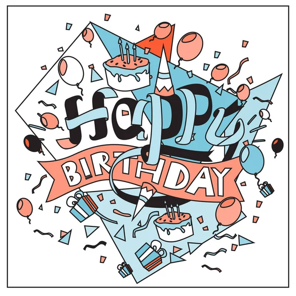 Feliz Cumpleaños Tipografía Vector Diseño Para Tarjetas Felicitación Póster Con — Vector de stock