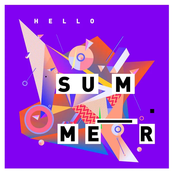 Abstract Geometric Summer Poster Banner Fashion Travel Discount Promotion Design — Stock Vector