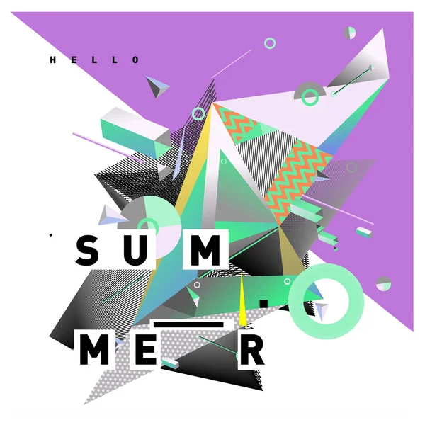 Abstraktes Geometrisches Sommerplakat Und Banner Mode Und Reisen Rabatt Und — Stockvektor