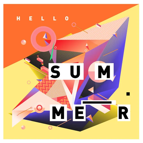 Abstract Geometric Summer Poster Banner Fashion Travel Discount Promotion Design — Stock Vector