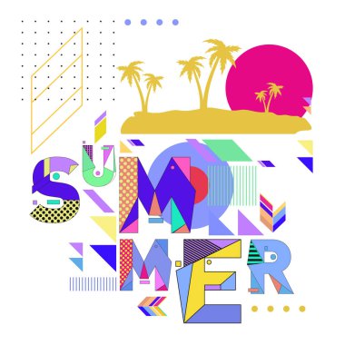 Yaz saati vektör banner tasarımı metin ve renkli tropikal plaj öğeleri için beyaz arka plan ile. Olay için vektör çizim şablonu.