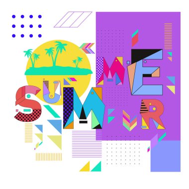 Yaz saati vektör banner tasarımı metin ve renkli tropikal plaj öğeleri için beyaz arka plan ile. Olay için vektör çizim şablonu.