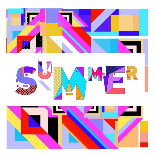 Vektor Geometrische Memphis Sommerkollektion Poster Design Vorlage Für Die Sommerferienzeit — Stockvektor