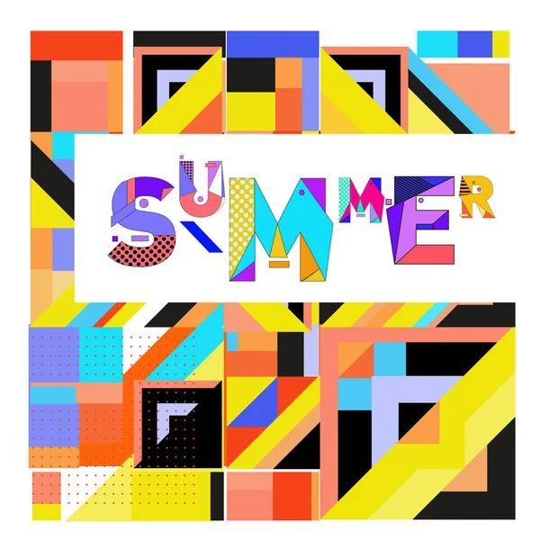 Vektor Geometrische Memphis Sommerkollektion Poster Design Vorlage Für Die Sommerferienzeit — Stockvektor