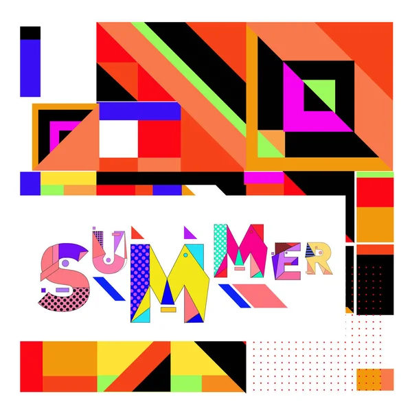 Vektor Geometrische Memphis Sommerkollektion Poster Design Vorlage Für Die Sommerferienzeit — Stockvektor