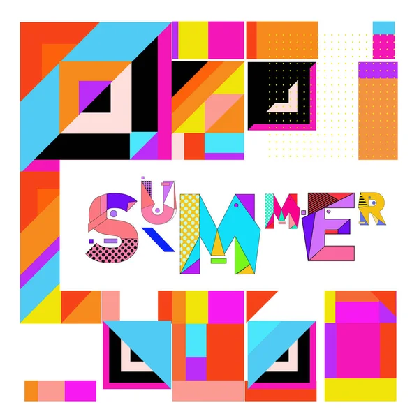 Vektor Geometrische Memphis Sommerkollektion Poster Design Vorlage Für Die Sommerferienzeit — Stockvektor