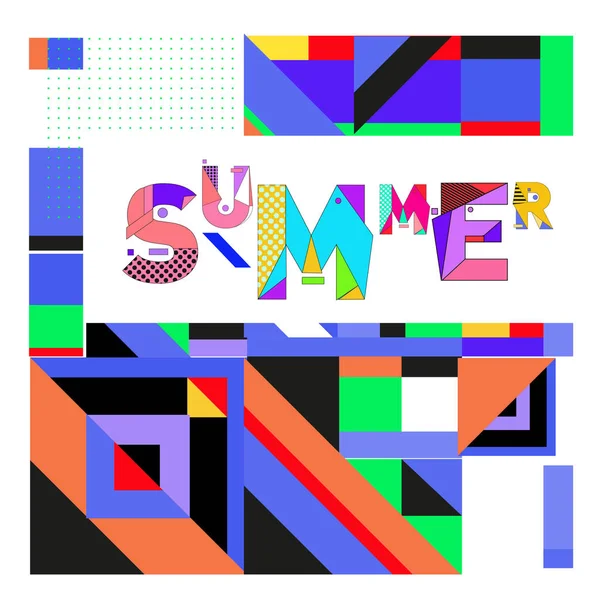 Vektor Geometrische Memphis Sommerkollektion Poster Design Vorlage Für Die Sommerferienzeit — Stockvektor