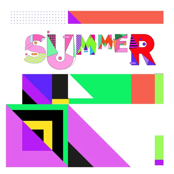 Vektor Geometrische Memphis Sommerkollektion Poster Design Vorlage Für Die Sommerferienzeit — Stockvektor