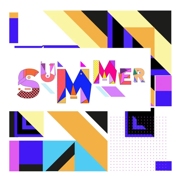 Vektor Geometrische Memphis Sommerkollektion Poster Design Vorlage Für Die Sommerferienzeit — Stockvektor