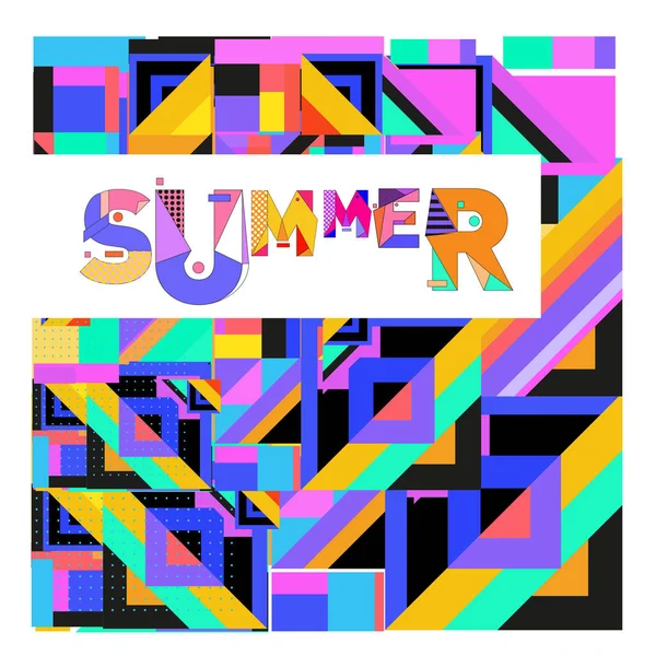 Vector Geometrische Memphis Zomer Collectie Poster Ontwerpsjabloon Voor Zomer Vakantieseizoen — Stockvector