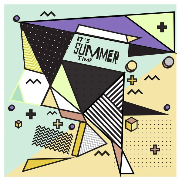 Vektor Geometrische Memphis Sommerkollektion Poster Design Vorlage Für Die Sommerferienzeit — Stockvektor