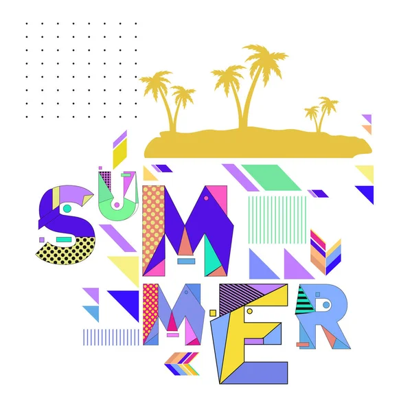 Summer Time Vector Banner Design White Abstract Background Text Colorful — Stock Vector