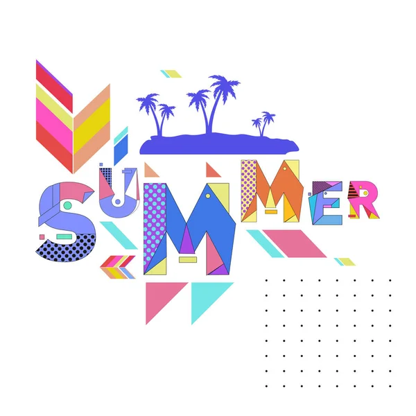 Summer Time Vector Banner Design White Abstract Background Text Colorful — Stock Vector