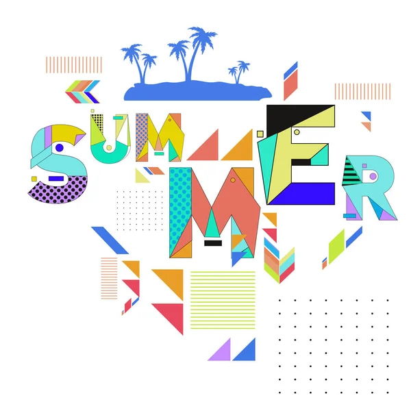 Summer Time Vector Banner Design White Abstract Background Text Colorful — Stock Vector