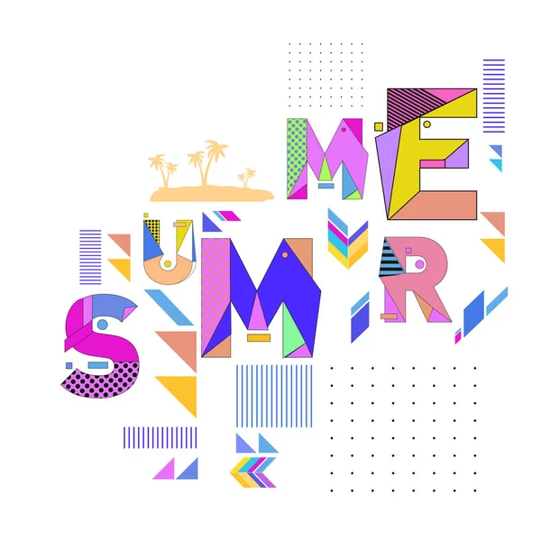 Summer Time Vector Banner Design White Abstract Background Text Colorful — Stock Vector