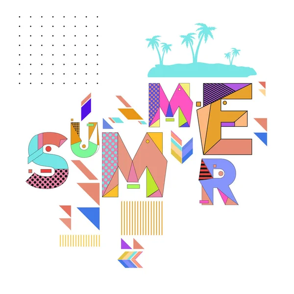 夏季时间矢量横幅设计与白色抽象背景的文本和丰富多彩的热带海滩元素 事件的矢量插图模板 — 图库矢量图片