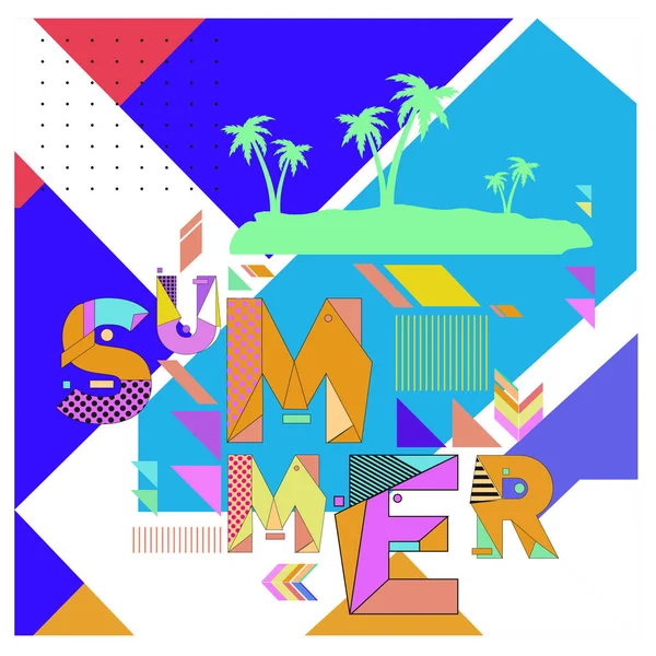 Summer Time Vector Banner Design White Abstract Background Text Colorful — Stock Vector