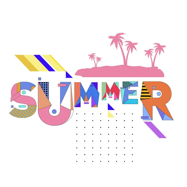 夏季时间矢量横幅设计与白色抽象背景的文本和丰富多彩的热带海滩元素 事件的矢量插图模板 — 图库矢量图片