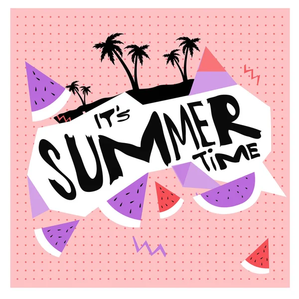 Summer Time Vector Banner Design White Abstract Background Text Colorful — Stock Vector