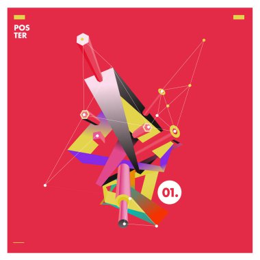 Üçgen geometrik tasarım vektör. Modern ve memphis tarzı arka poster, ileti sunumlar veya kimlik düzenleri için banner