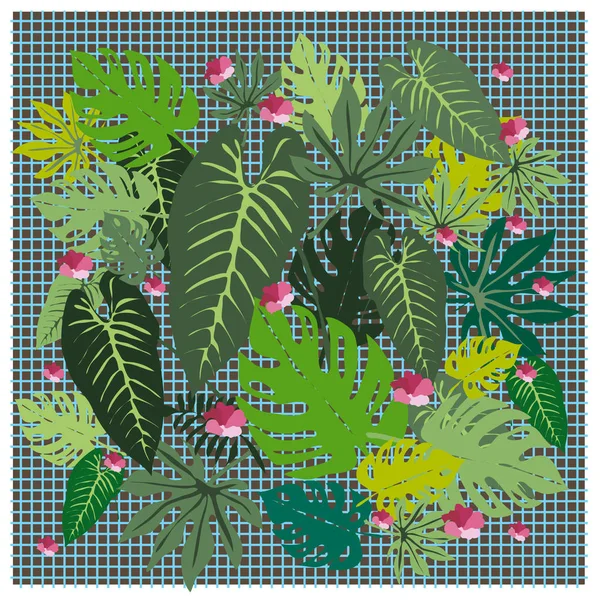 Feuilles Tropicales Graphiques Vectorielles Motif Lumineux Avec Une Texture Vibrante — Image vectorielle