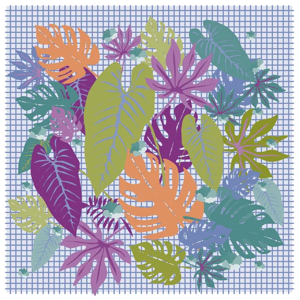 Feuilles Tropicales Graphiques Vectorielles Motif Lumineux Avec Une Texture Vibrante — Image vectorielle