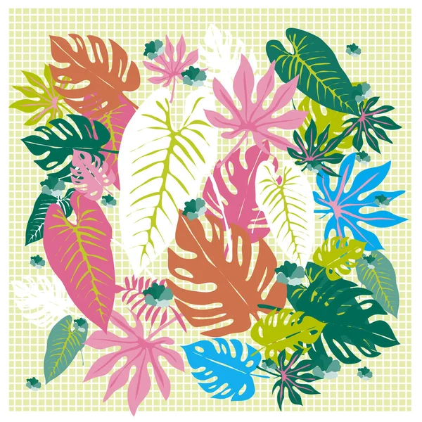 Vector Gráfico Tropical Hojas Patrón Brillante Con Textura Vibrante Estilo — Vector de stock