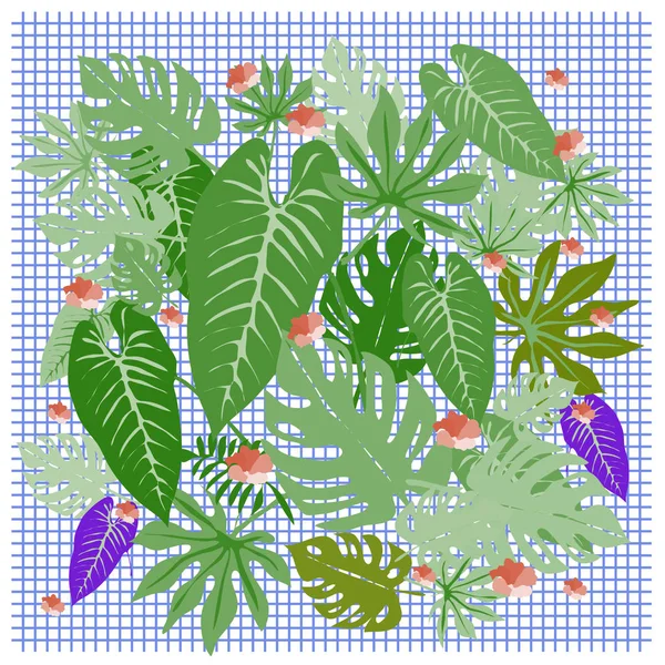 Vector Gráfico Tropical Hojas Patrón Brillante Con Textura Vibrante Estilo — Vector de stock