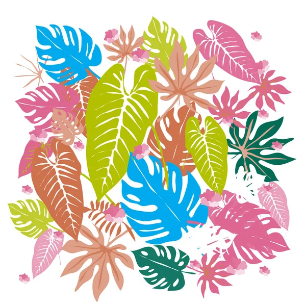 Feuilles Tropicales Graphiques Vectorielles Motif Lumineux Avec Une Texture Vibrante — Image vectorielle