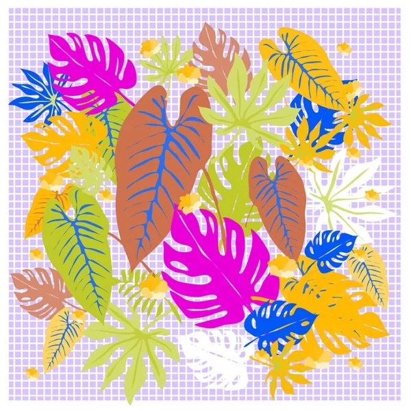 Feuilles Tropicales Graphiques Vectorielles Motif Lumineux Avec Une Texture Vibrante — Image vectorielle