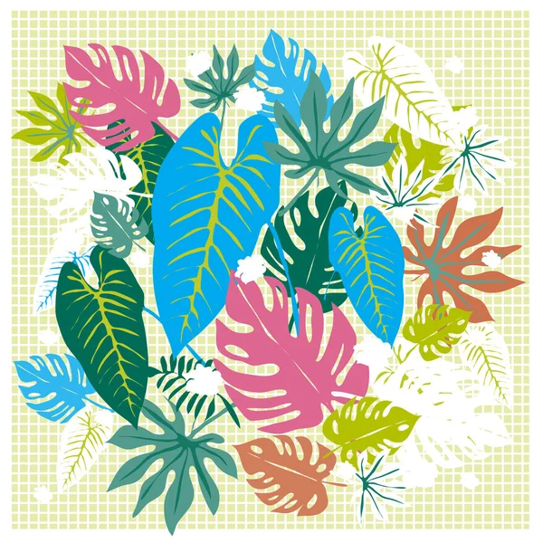 Feuilles Tropicales Graphiques Vectorielles Motif Lumineux Avec Une Texture Vibrante — Image vectorielle