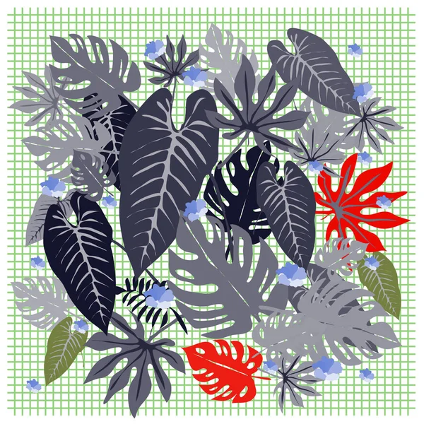 Feuilles Tropicales Graphiques Vectorielles Motif Lumineux Avec Une Texture Vibrante — Image vectorielle