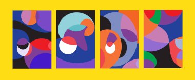 Arka plan illüstrasyon vektör soyut renkli geometrik ve Curvy desen. Soyut kabile etnik köken kümesi için kapak, Poster ve Yazdır 