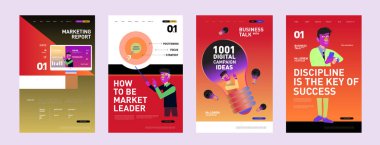 Sunum ve Web sitesi arayüzü düzeni tasarım şablonu. İşletme, pazarlama, finans, dijital ve yaşam tarzı Şekil