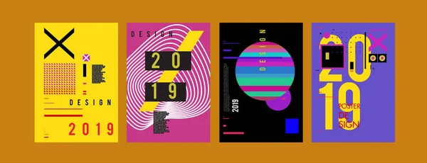 2019 New Poster Design Template Trendy Vector Typography Colorful Illustration — 图库矢量图片