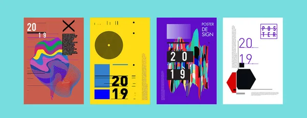 2019 Новий Шаблон Дизайну Плакатів Модний Вектор Типографія Барвиста Ілюстрація — стоковий вектор