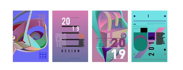 2019 Новий Шаблон Дизайну Плакатів Модний Вектор Типографія Барвиста Ілюстрація — стоковий вектор