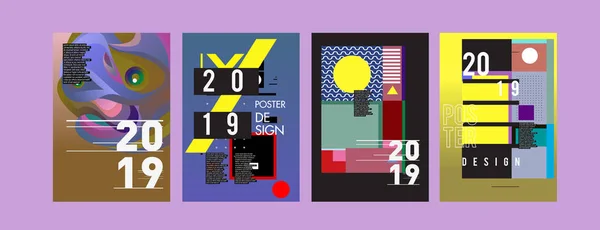 2019 Neue Plakatentwurf Vorlage Trendige Vektortypografie Und Farbenfrohe Illustrationscollage Für — Stockvektor