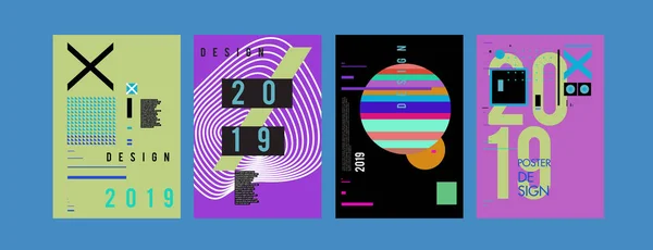 2019 Neue Plakatentwurf Vorlage Trendige Vektortypografie Und Farbenfrohe Illustrationscollage Für — Stockvektor