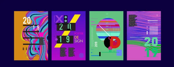 2019 Neue Plakatentwurf Vorlage Trendige Vektortypografie Und Farbenfrohe Illustrationscollage Für — Stockvektor