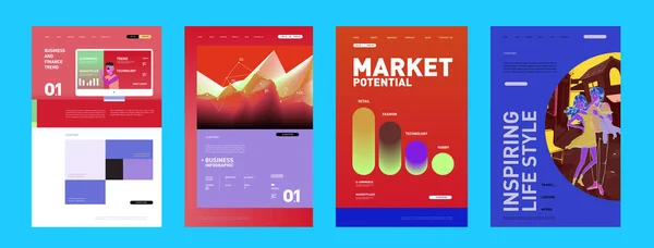 Plantilla Diseño Presentación Diseño Interfaz Sitio Web Ilustración Negocios Finanzas — Vector de stock